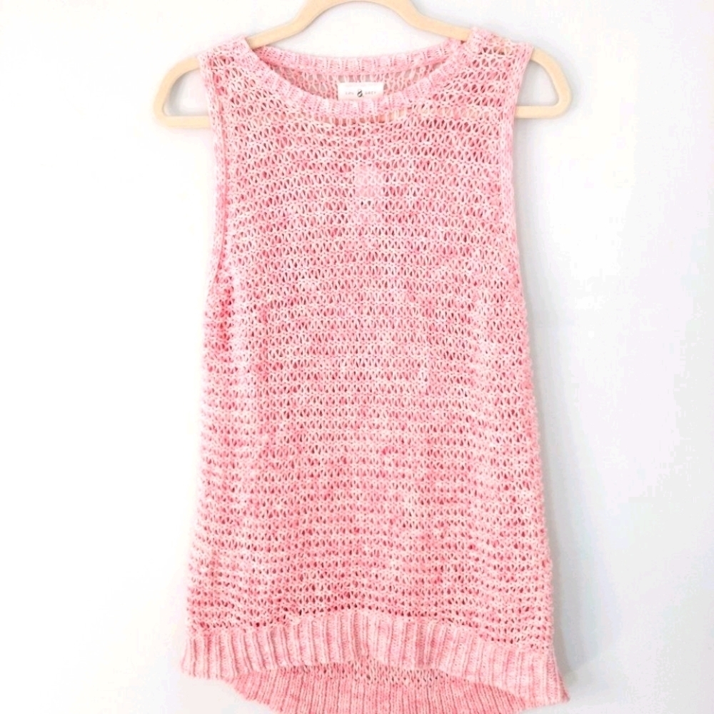 NWT Lou & Grey Pale Pink Crochet Sleeveless Sweater Size XS